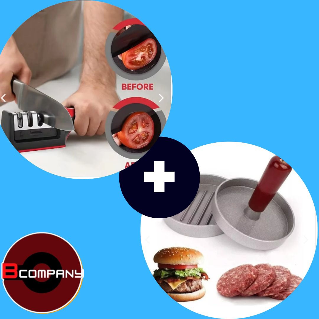 COMBO MOLDE HAMBURGUESA AFILADOR CUCHILL